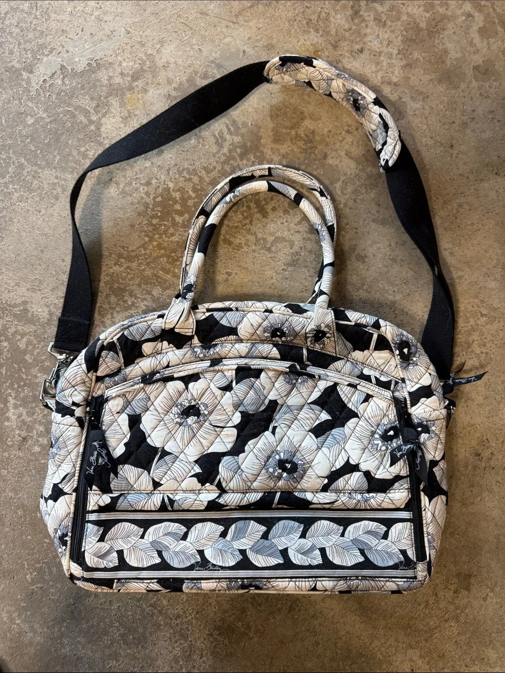 Vera Bradley Black & Cream Quilted Floral Laptop Bag